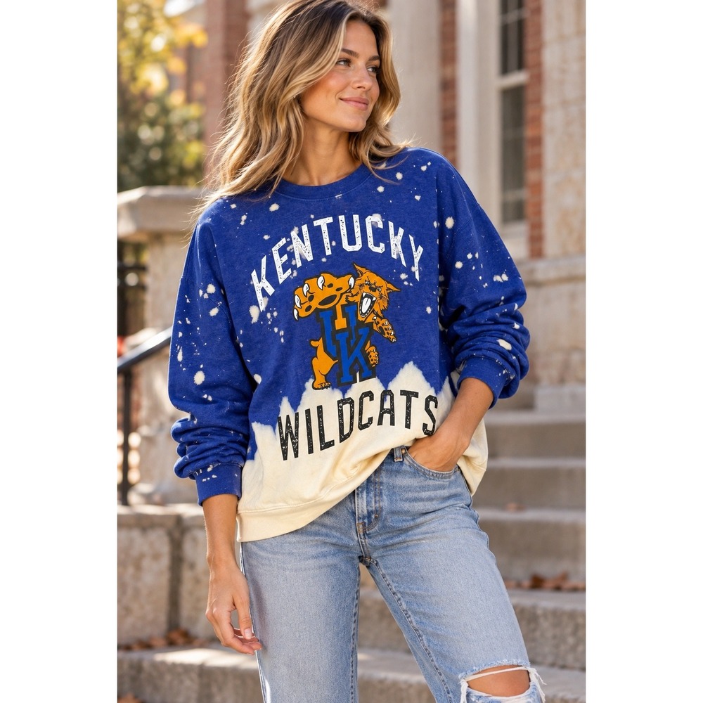 Gameday Couture Kentucky Wildcats Bleach Splatter Sweatshirt Women's Small NWT